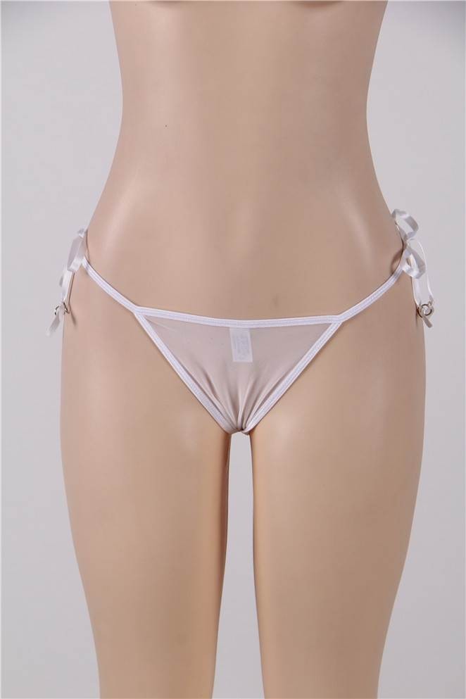 WOW BABE White Wedding Embroidered Lace G String Knickers Panty Thong Size 10
