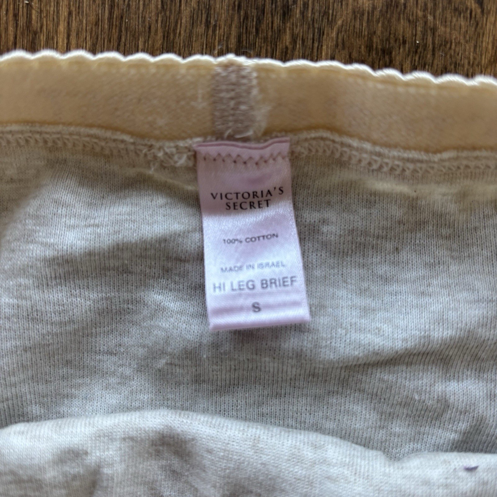 Vtg Victoria’s Secret 100% Cotton Hi-Leg Bikini Panty Heather Oatmeal Small 2000