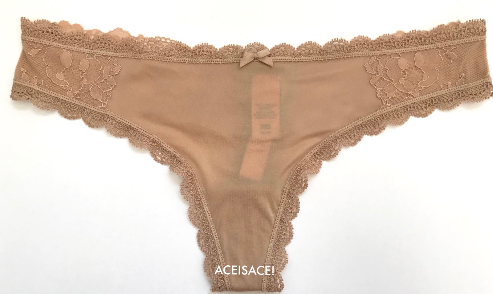 NWT* Victoria’s Secret SEXY SOLID*FLORAL SIDES THONG PANTY –CREME–XS/XP