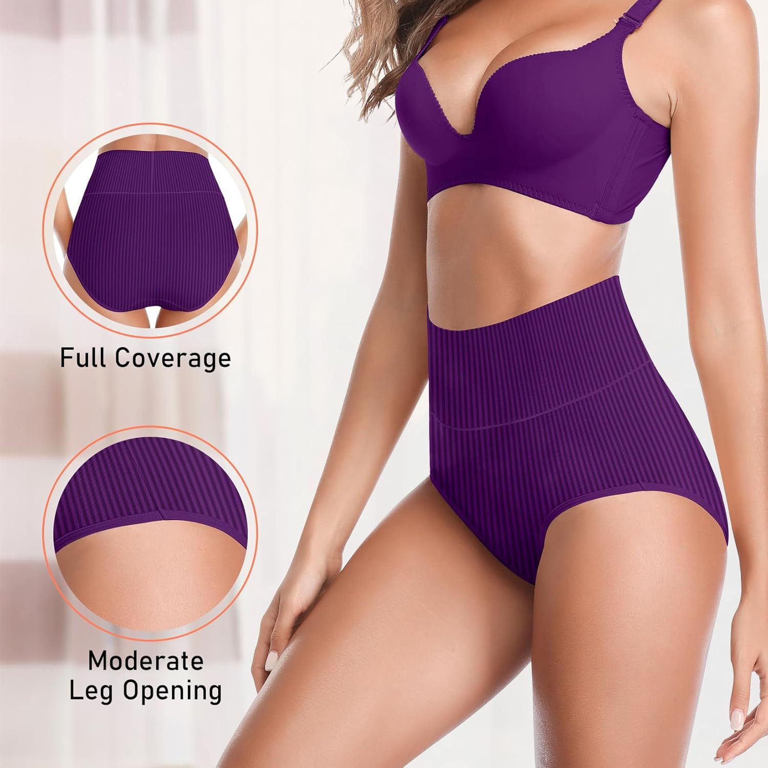 Women’S High Waist Cotton Underwear Super Stretchy Briefs Full Coverage Panties