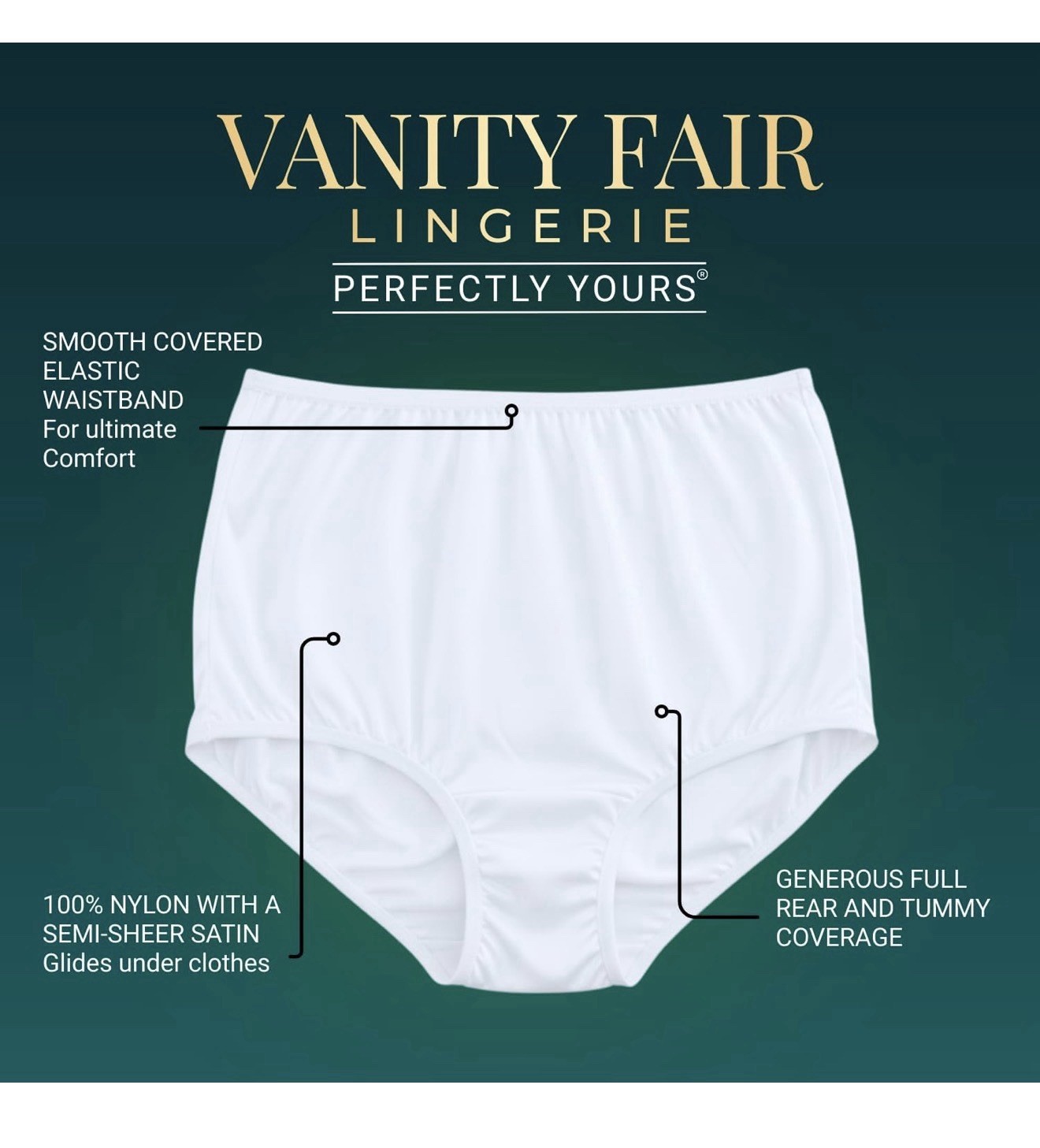 Vanity Fair 15712 Perfectly Yours Ravissant Tailored Panty 3 Classic Multi Sz 10