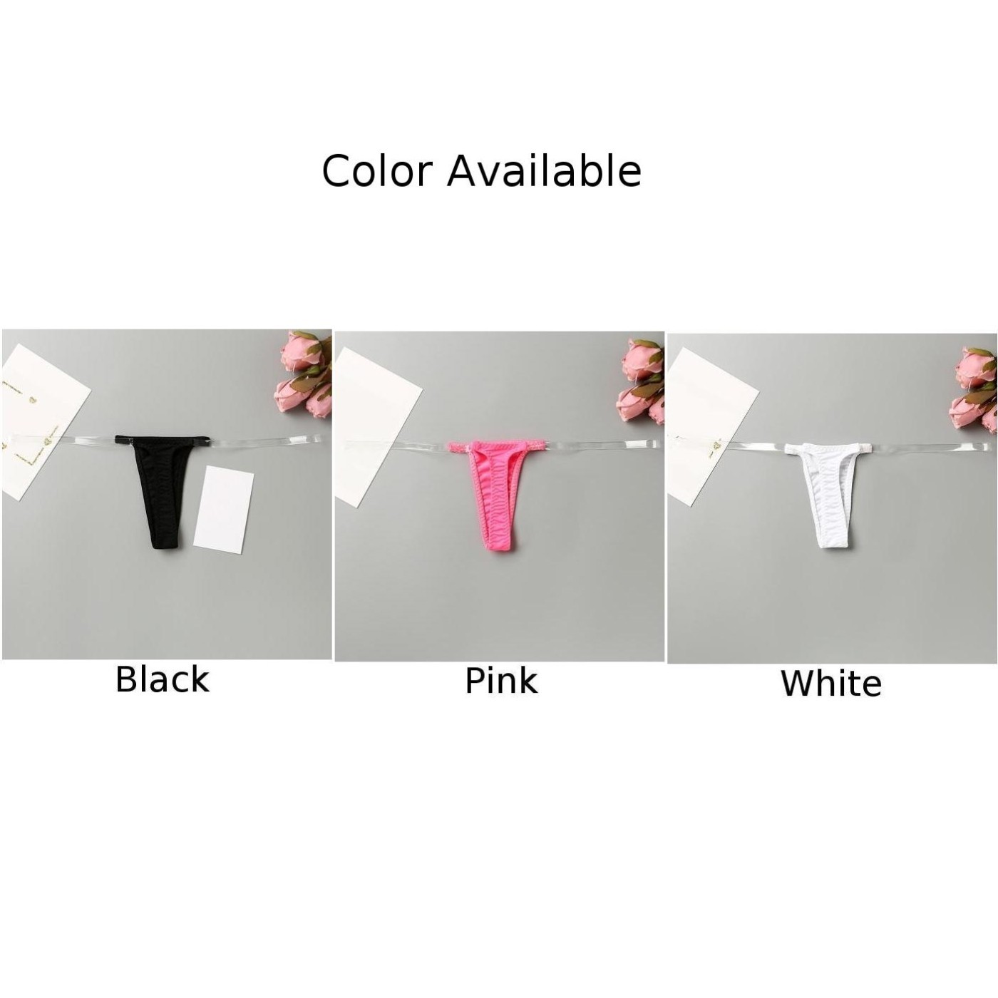 Womens T Back Underwear Low Rise Thin Straps Silky Ice Silk for All Seasons