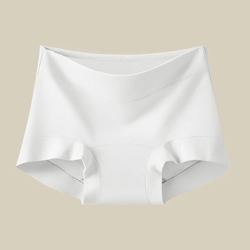 Mid Waist Cotton Panties Seamless Boyshort Solid Color Soft Underwear M-XXL