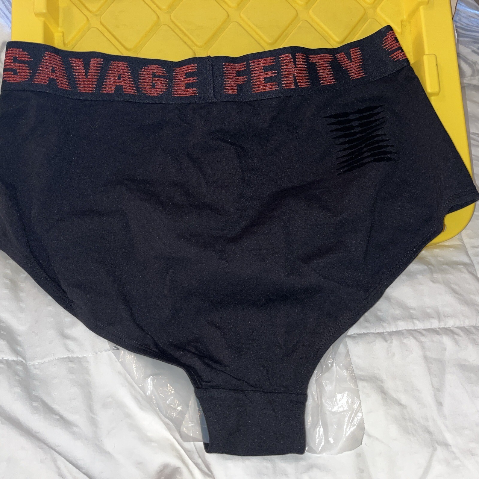 NWT SAVAGE X FENTY Plus Size 1X Panty panties Solid Brief Black Red Logo Thick