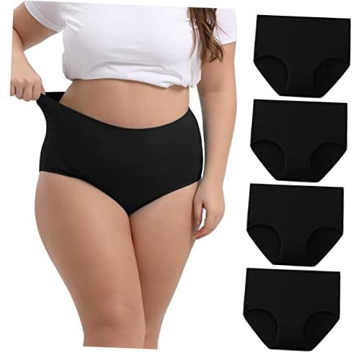 Women’s Plus Size XL-6XL Cotton Underwear High Waisted Briefs 3X-Large Black