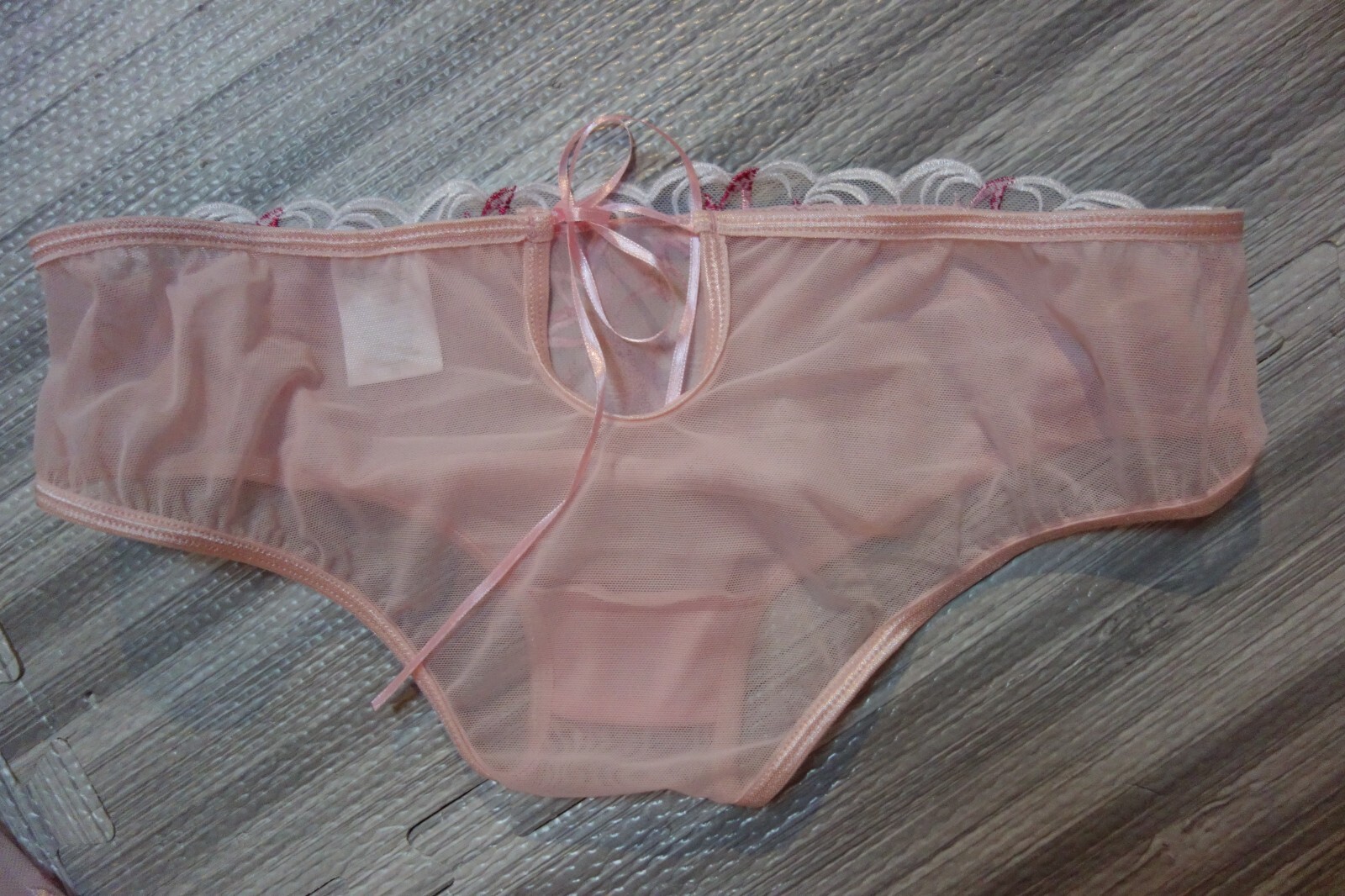 Fantasy Lingerie Bra & Hipster Panties Size M Embroidered Mesh Simply Sexy