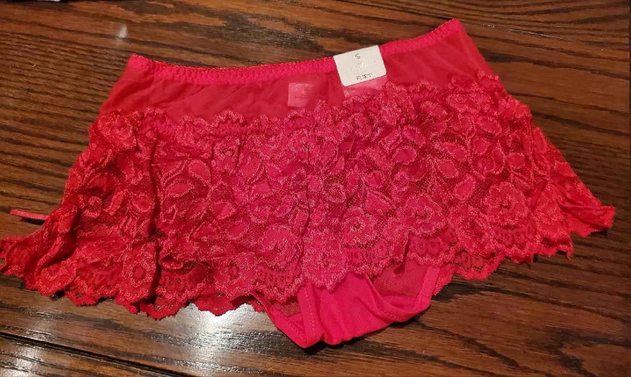 NWT CABERNET NYLON SPANDEX FLIRT SKIRT PANTIES PANTY 4264 RED S