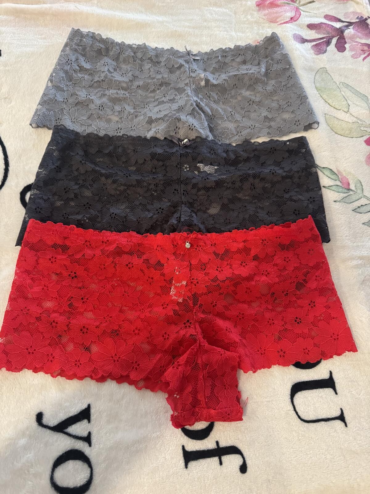 Set of 3 sexy lace panties for women (boyshort/culotte style) Size XL