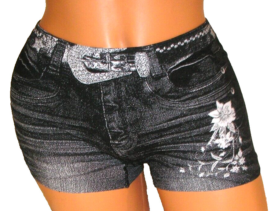 Panties Lingerie Faux Black Denim Look Boyshorts Large Adult Gift
