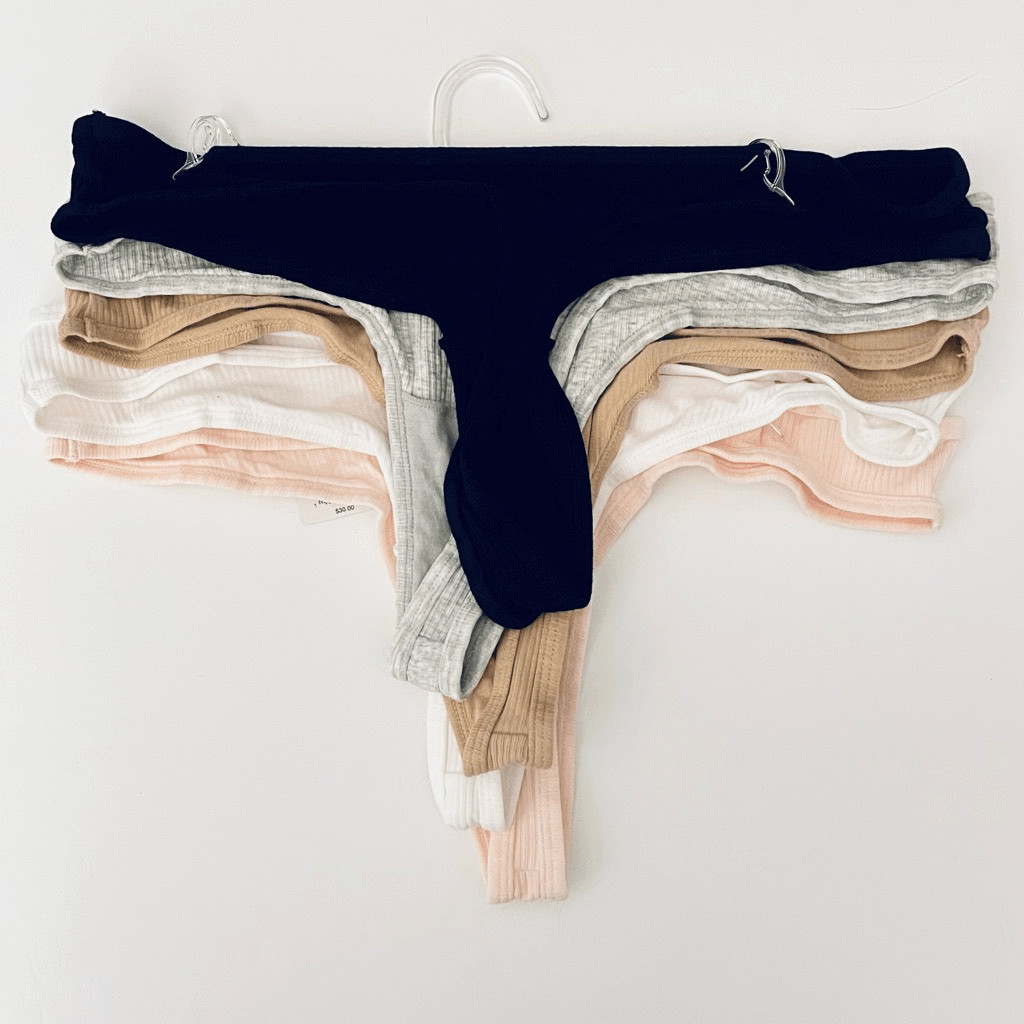 NWT 5 Pack SO L Gorgeous Pink,white, tan, grey & Black Ribbed Panty Set