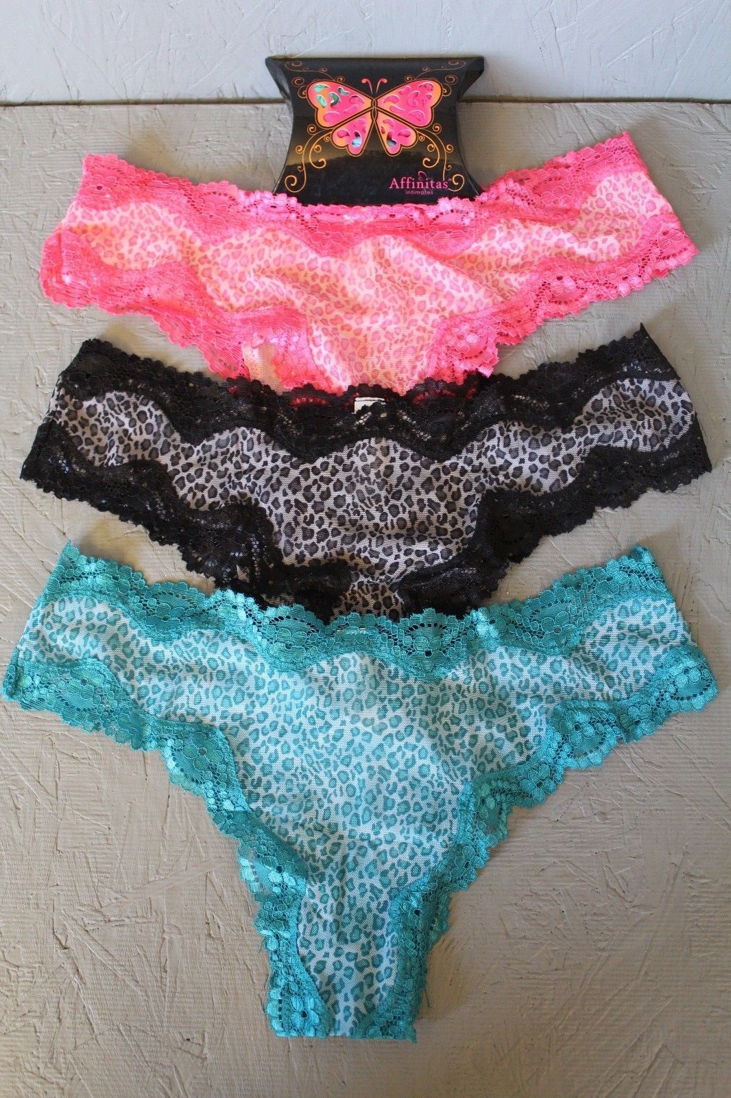 Affinitas Intimates 3 Pack Hipster Nylon Animal Print Leopard One Size 4-8 NEW