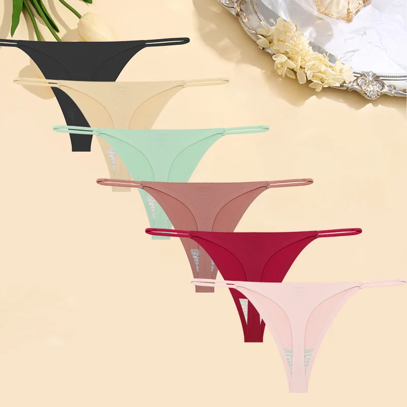 Low Rise Thong Panties Seamless Stretch Thin Strap Breathable Comfortable 6PCS