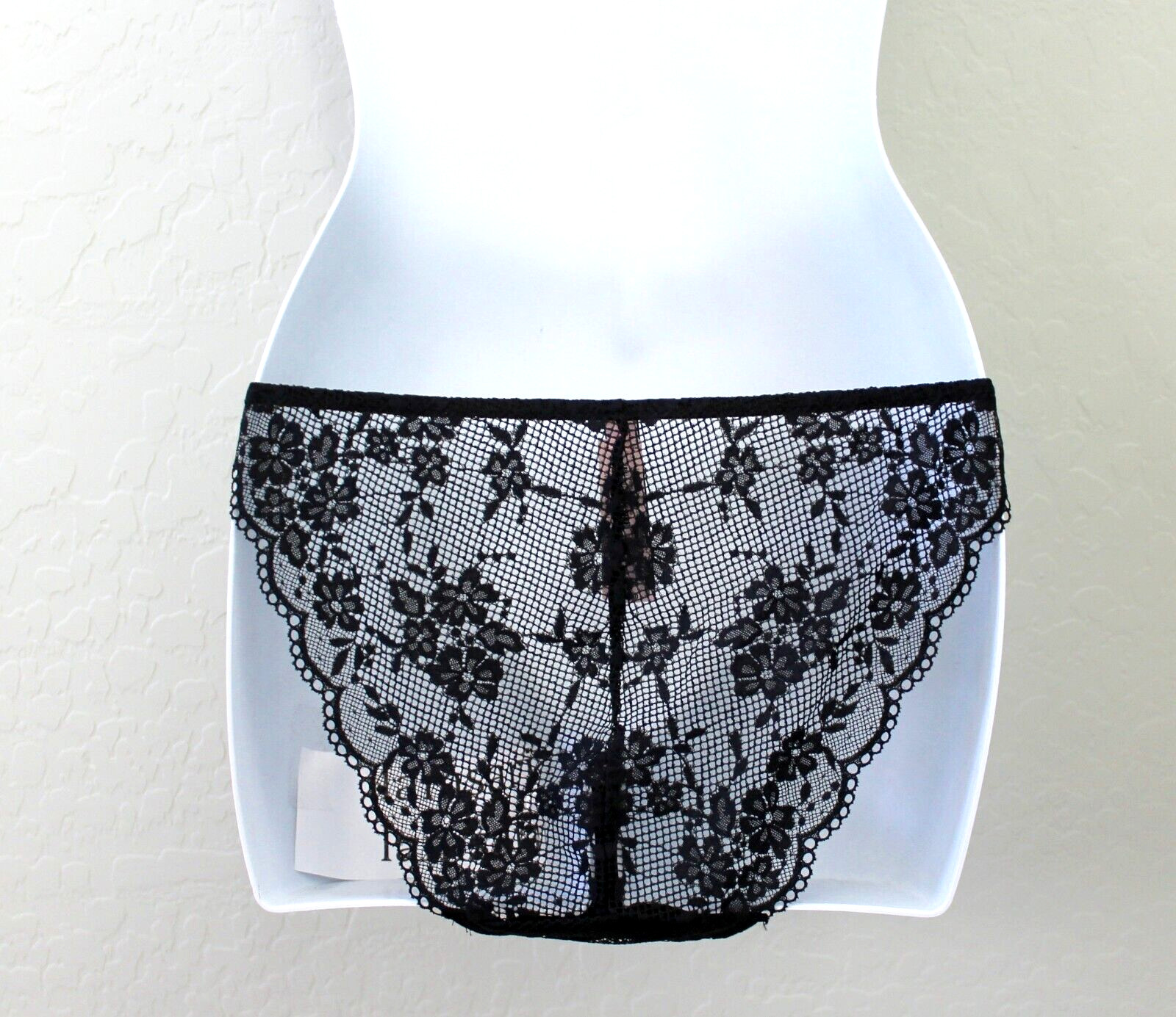 Victoria’s Secret Lace Fishnet Sheer Adjustable String Bikini Panty Black Size M
