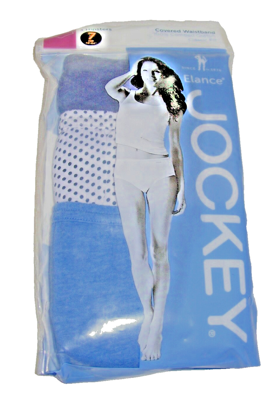 3 Pair Womens JOCKEY Elance Hipster PANTIES Size 7/L 100% Cotton Comfort #1488 A