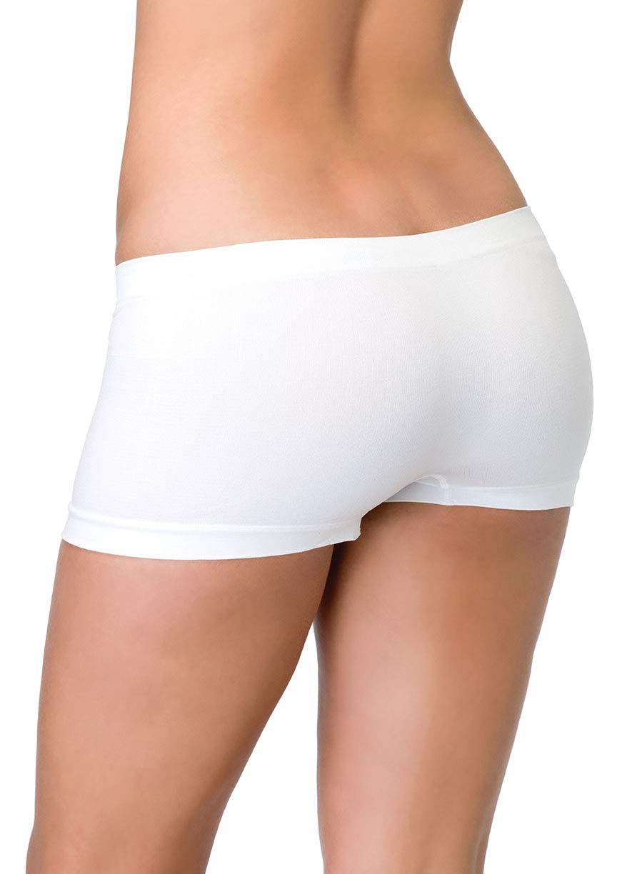 Women’s Seamless Spandex Boy Shorts White One Size Stretch Layering Dance Bike