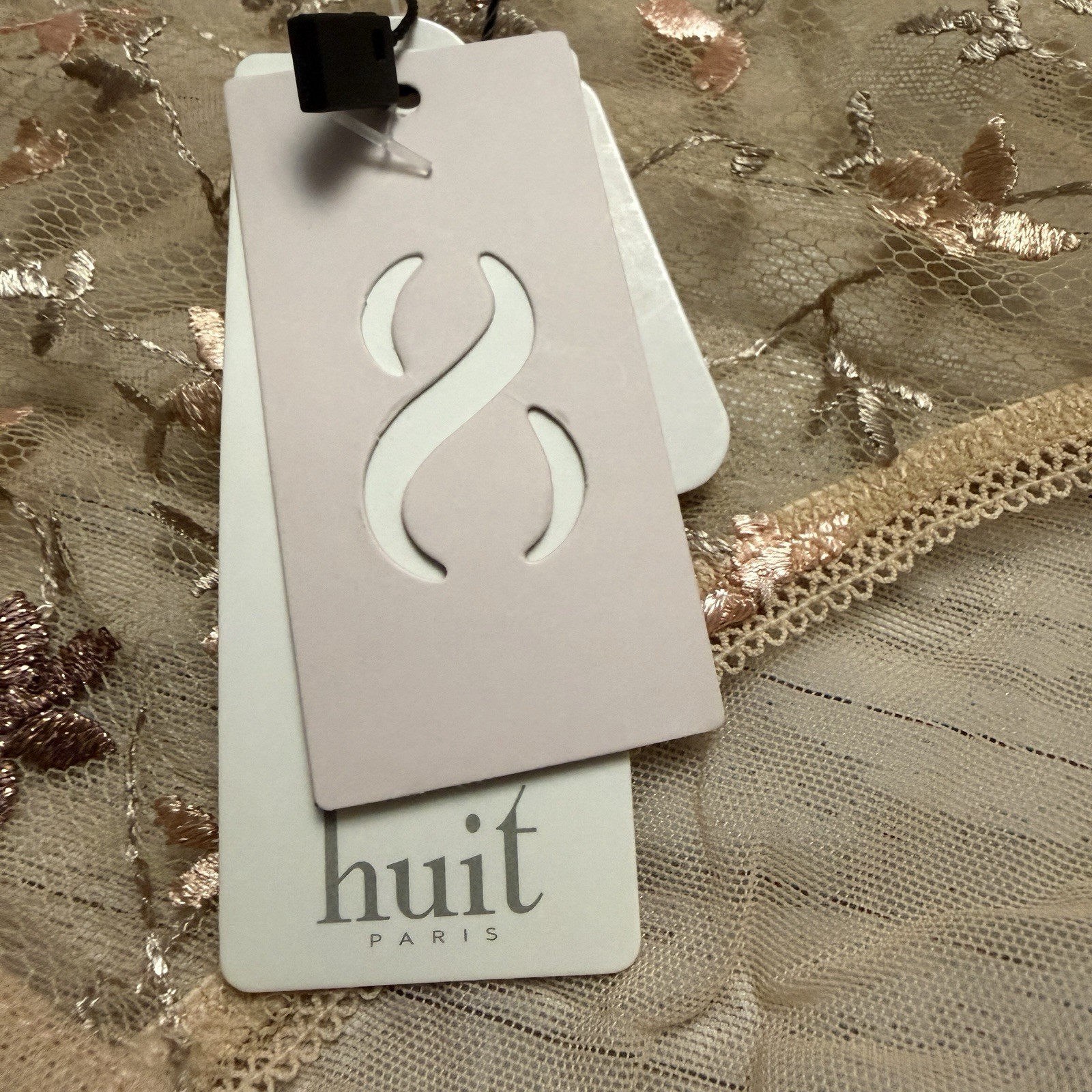 Huit Reveuse Bikini Brief Neutre Beige Lace Floral Sz Large New French Lingerie