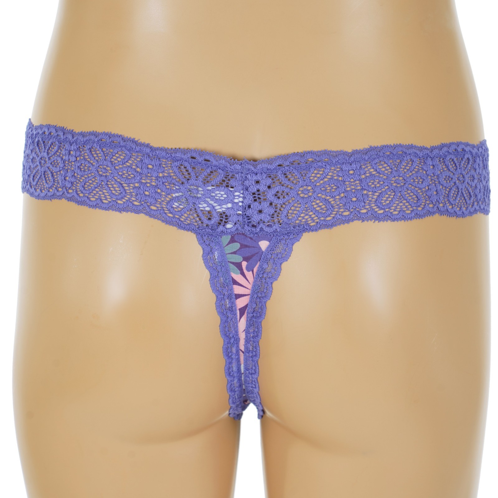 SO Junior’s Size 11-13 LARGE Purple LACE Daisy Flowers THONG PANTY #SO83-010