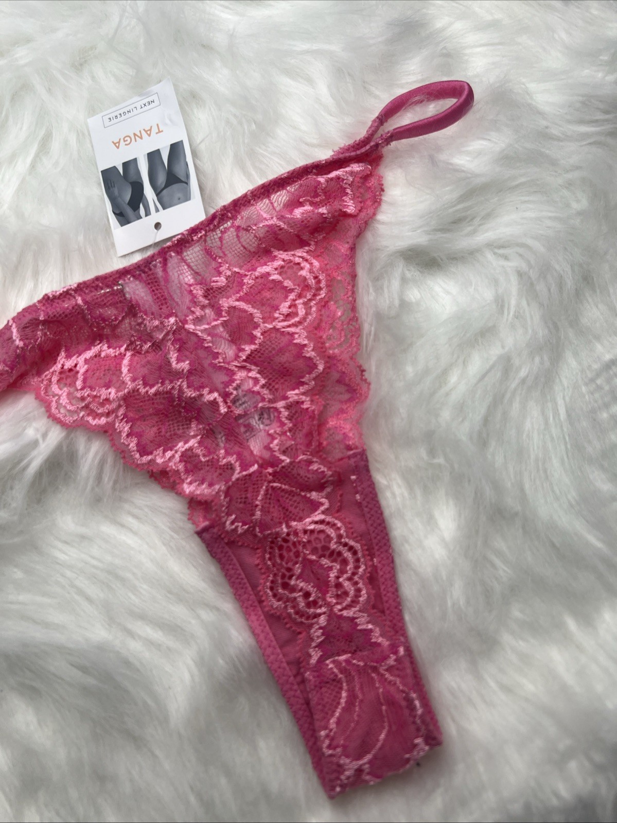 NEXT – TANGA FLORAL LACE KNICKERS – E98-668 – SIZE UK 08 – PINK