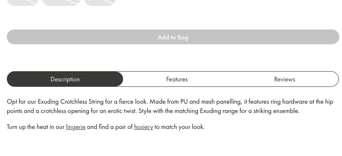 Ann Summers- EXUDING- CROTCHLESS STRING – Size LARGE 16-18 – New With Tags