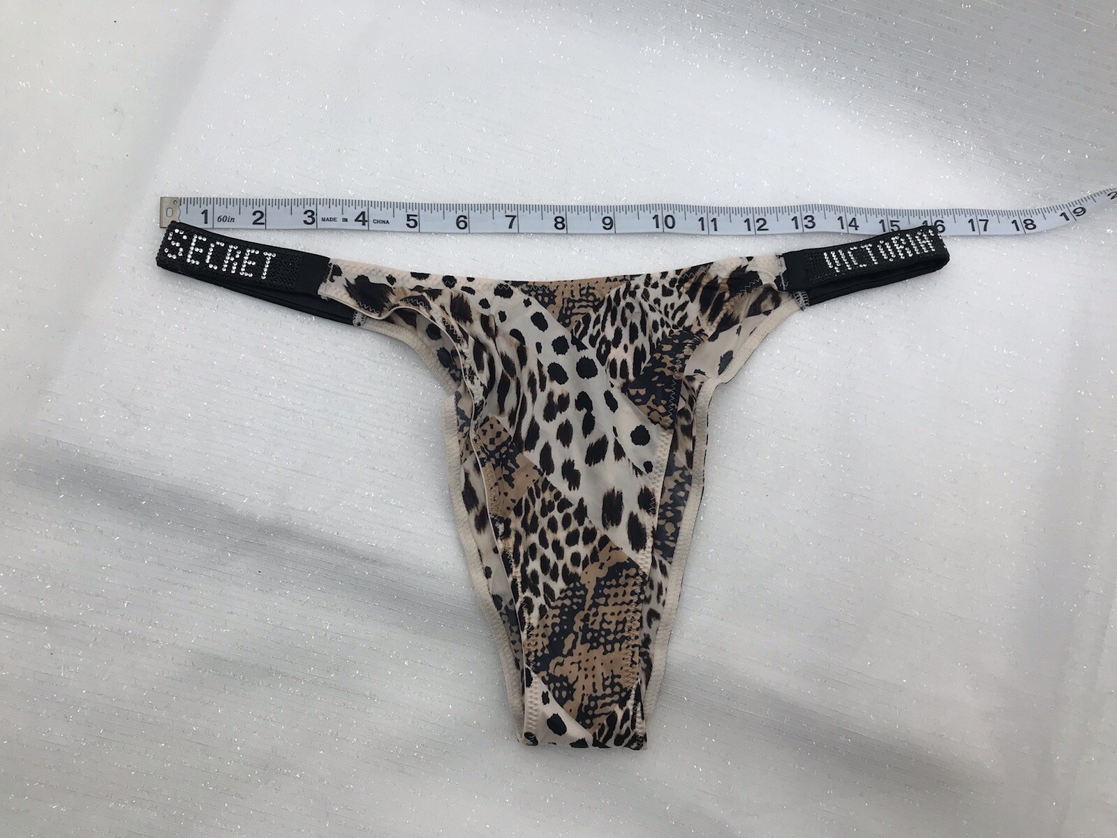 Victorias Secret Very Sexy Rhinestone Panty Brazillian Leopard Print Bling XL