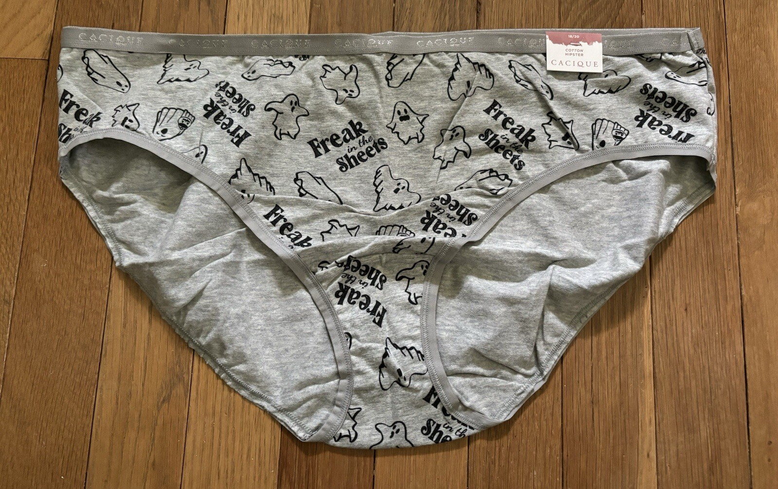 Plus Sz 18/20 Lane Bryant Cacique Hipster Cotton Panty Navy Gray Halloween Ghost