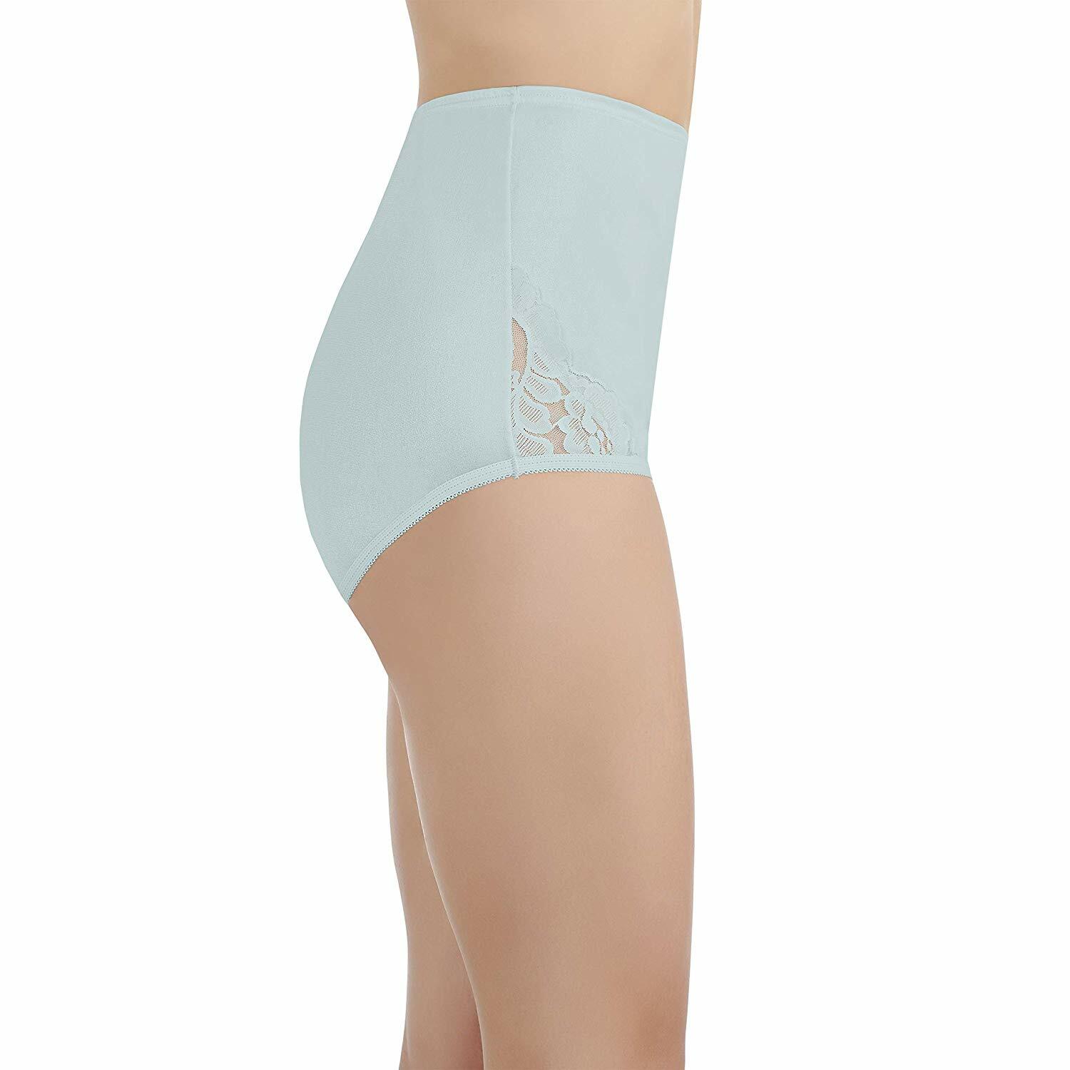 Vanity Fair Lace Nouveau 100% Nylon Full-Cut Azure Mist Brief Size 6/Medium