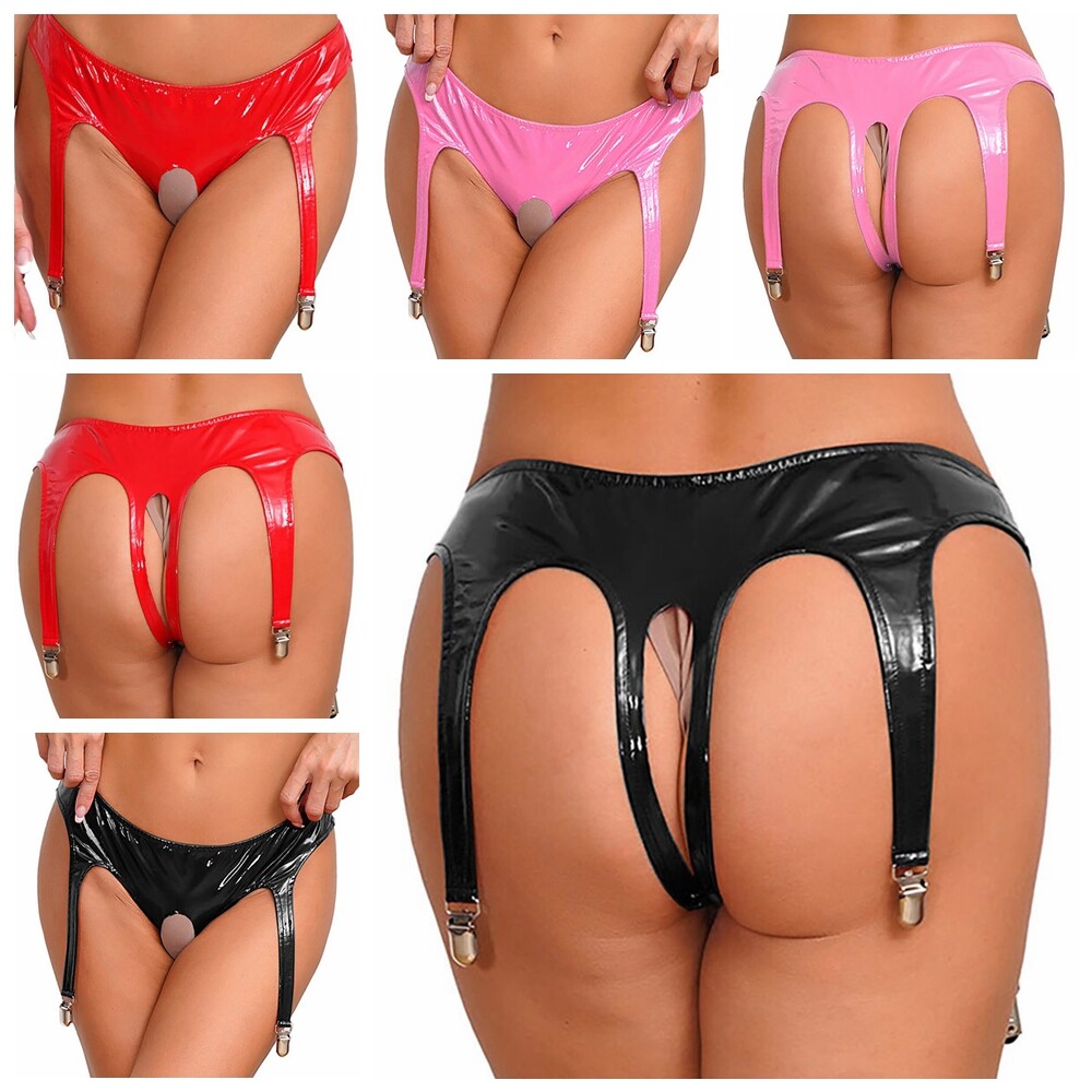 US Women Open Crotch Underwear Garter Belt Lingerie Cutout Panties Tanga Knicker