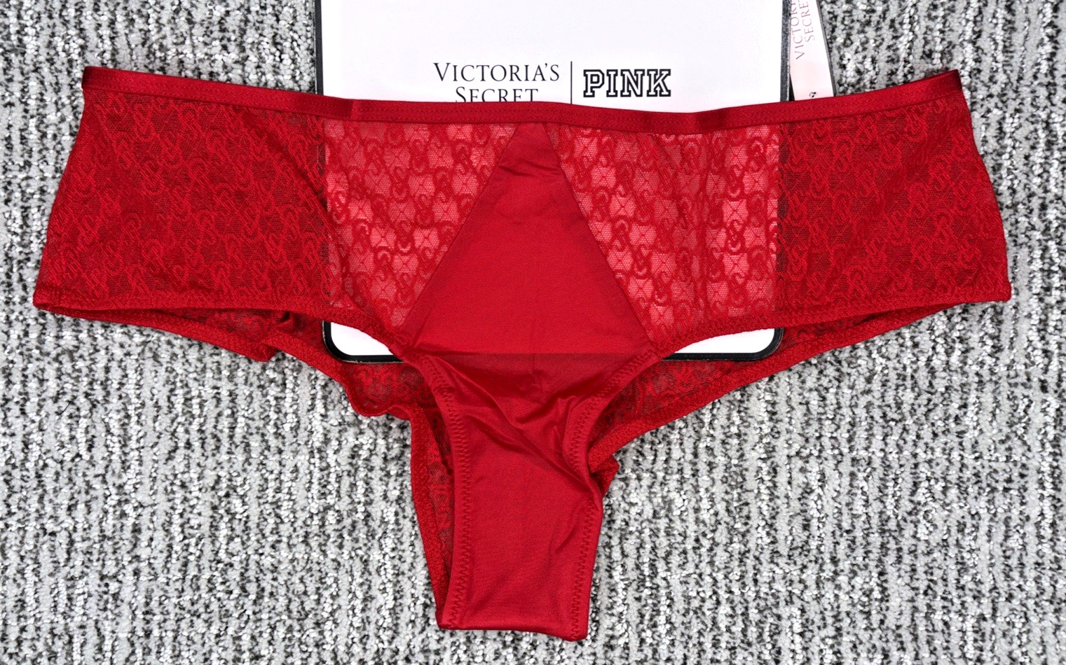 Victoria’s Secret Very Sexy NWT XXL Red Icon Lace Cheeky Panty Logo Cutout