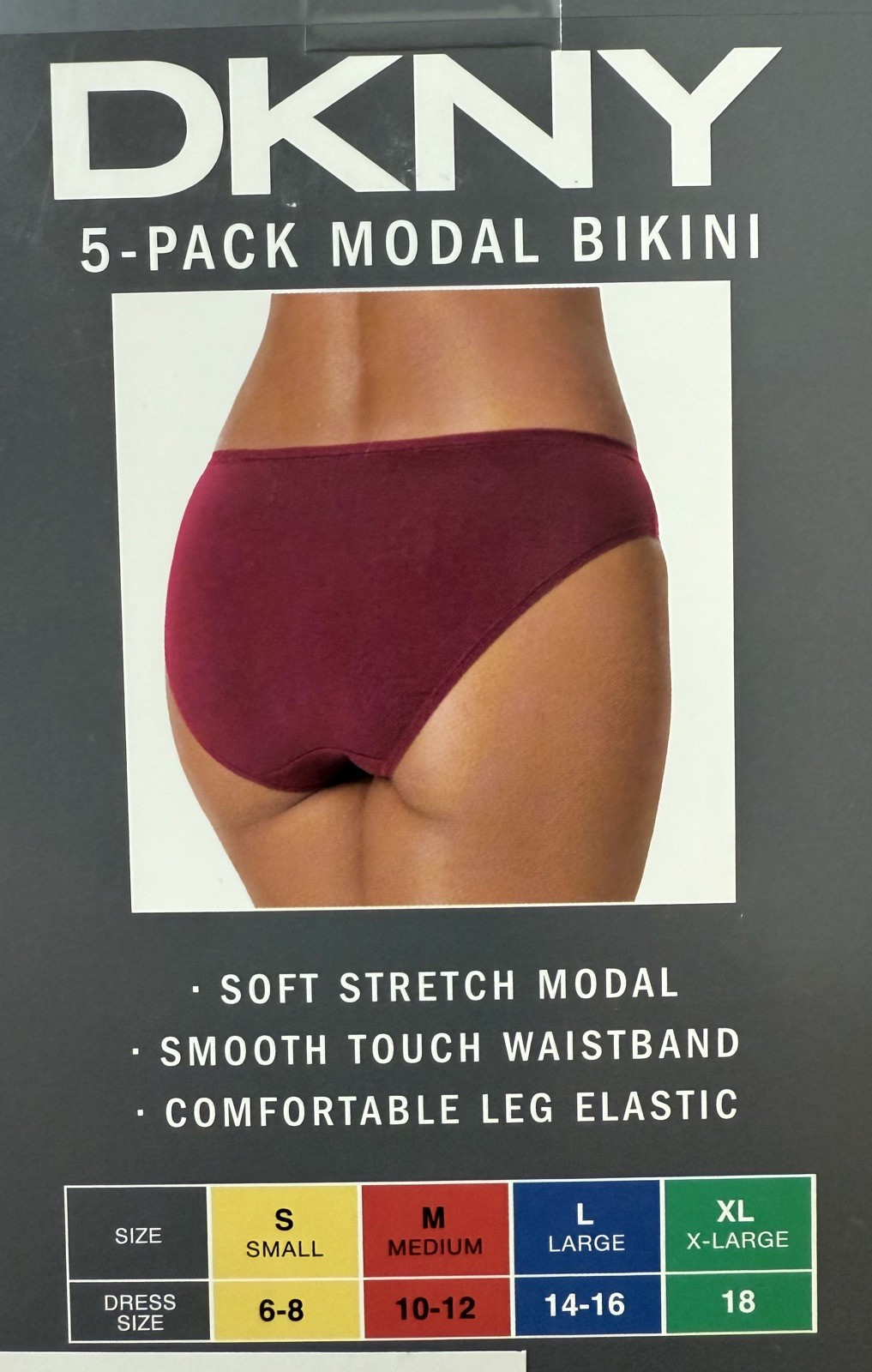 DKNY 5 Pack Modal Bikini Briefs – Large – Navy / Nude / Red Set – New