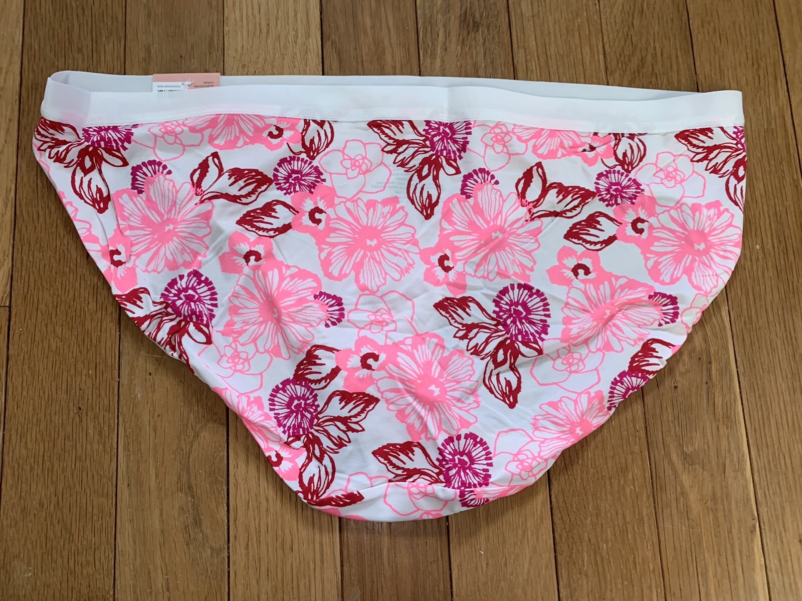 Plus Sz 14/16 Lane Bryant Cacique No Show Hipster Nylon Panty White Pink Flower
