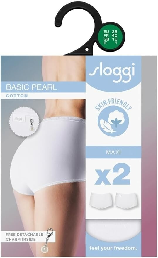 Sloggi Basic Pearl Maxi Brief High Waist Knickers 2 Pack 95% Cotton 10221635