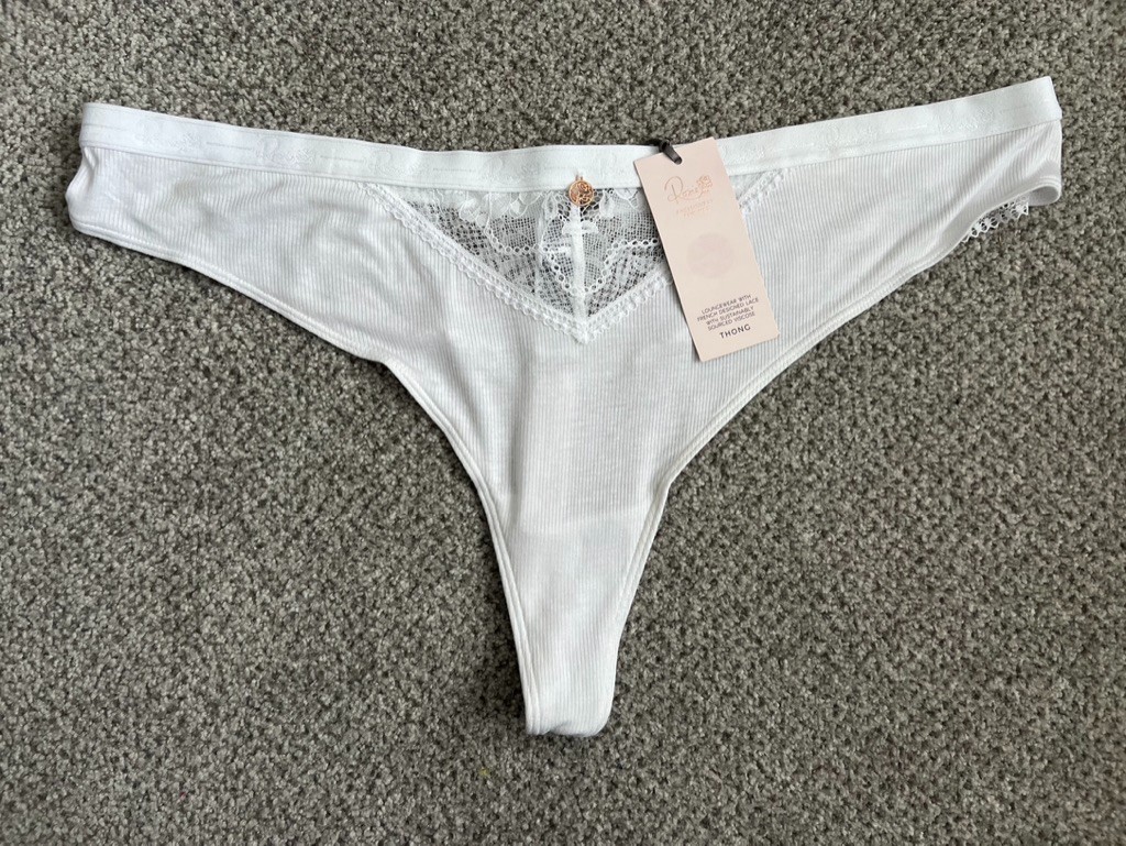 BNWT ROSIE @ M&S Ladies White Ribbed Lounge Thong Size 22