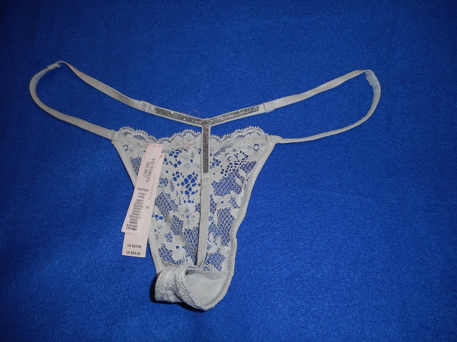 Victoria’s Secret Dream Angels V String Blue Bling Rhinestone Panty S/P, M,L,XL