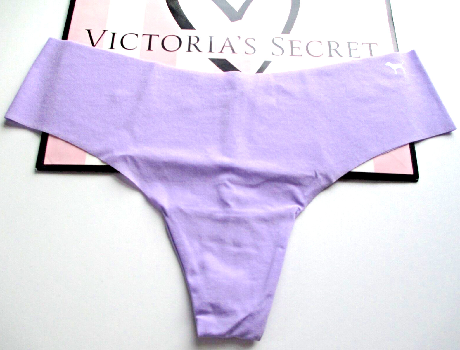 VICTORIA’S SECRET PINK No Show Thong Panty L XL Purple NWOT Lavender Love VS