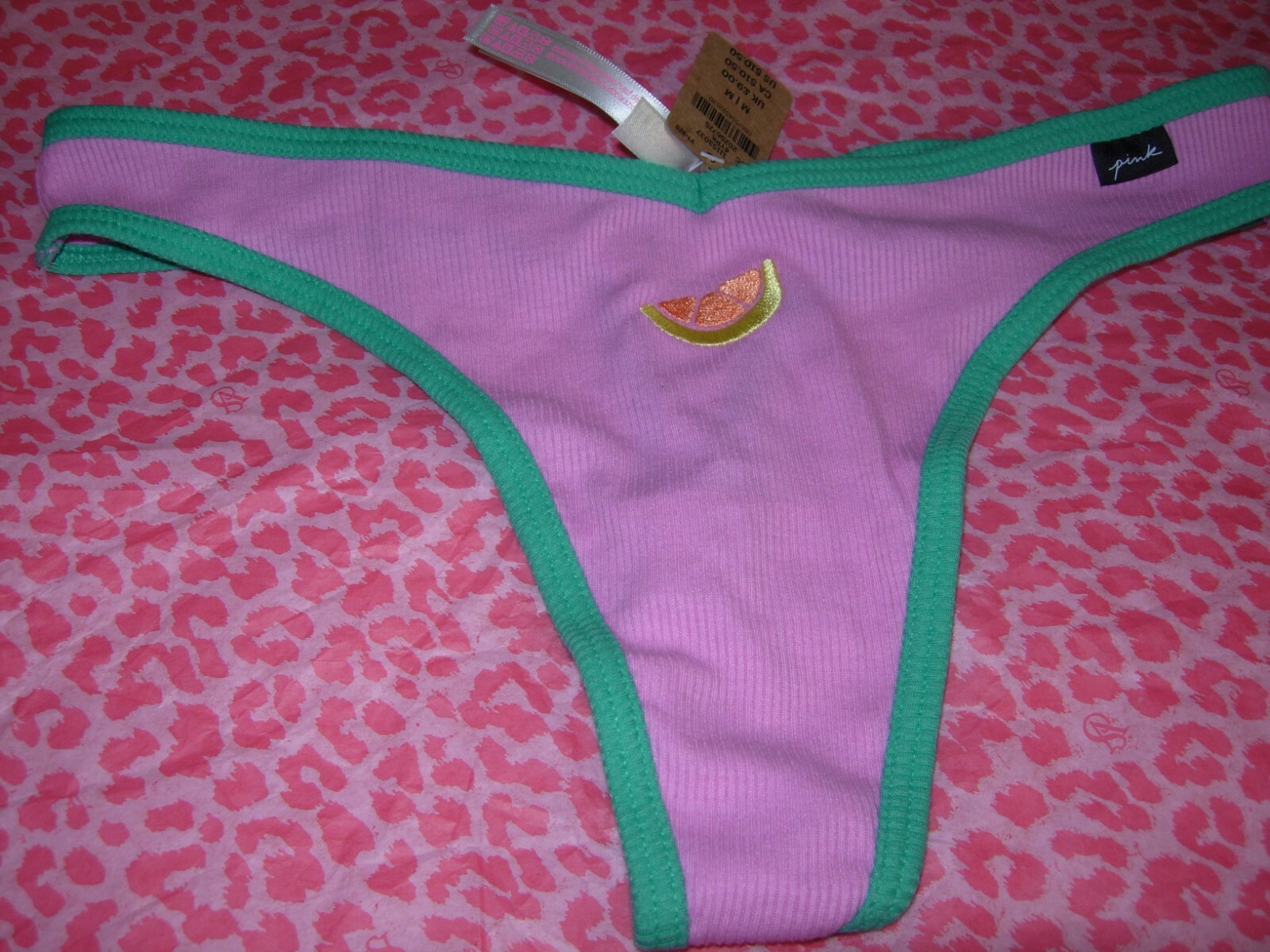 Victoria’s Secret PINK Sexy Thong String V-Cut LOGO Pink Citrus S M XL NWT