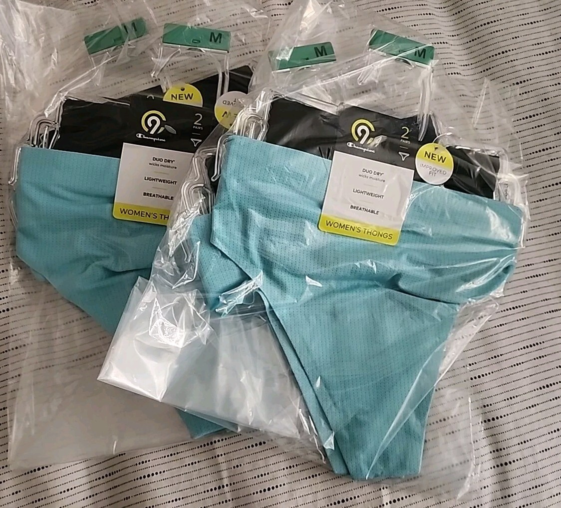 8 CHAMPION WOMENS THONGS DRY MOISTURE WICKING SEAMLESS UNDERWEAR Medium