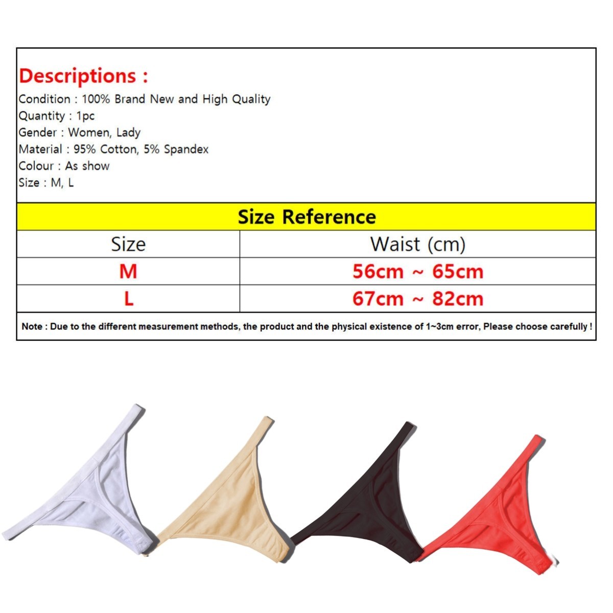 Sexy T-back 1,3,6 Pack Women Solid G String Thongs Panties Underwears Bikini