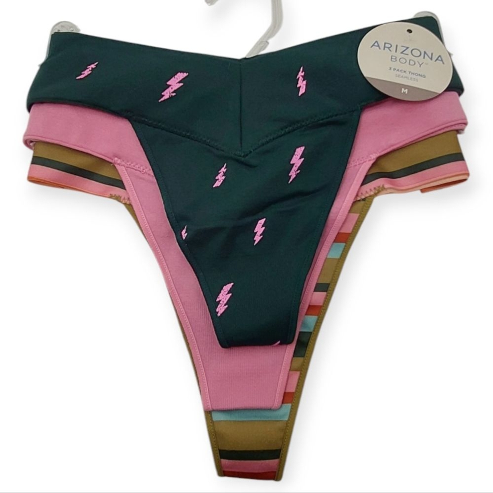 Arizona Body 3 Pack Thong Seamless Panty Women’s Size Medium Panties Pink
