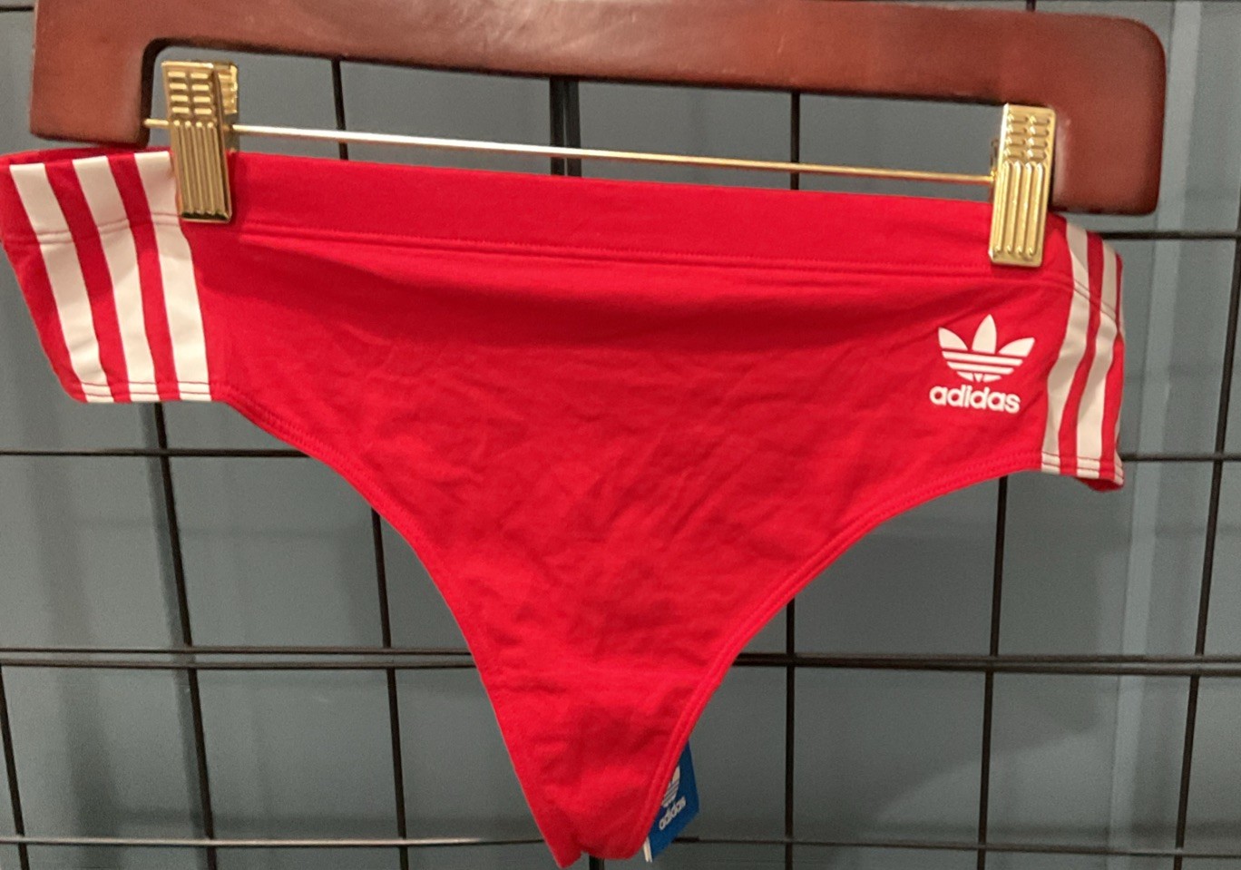 Adidas Women’s 3-Stripes Wide-Side Thong Underwear 4A1H63 Red & White Size L NWT