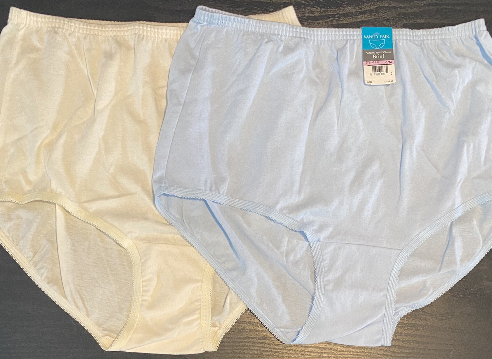 Vanity Fair 2 Pair Women’s M 6 Perfectly Yours Cotton Brief Panties 15320 NEW