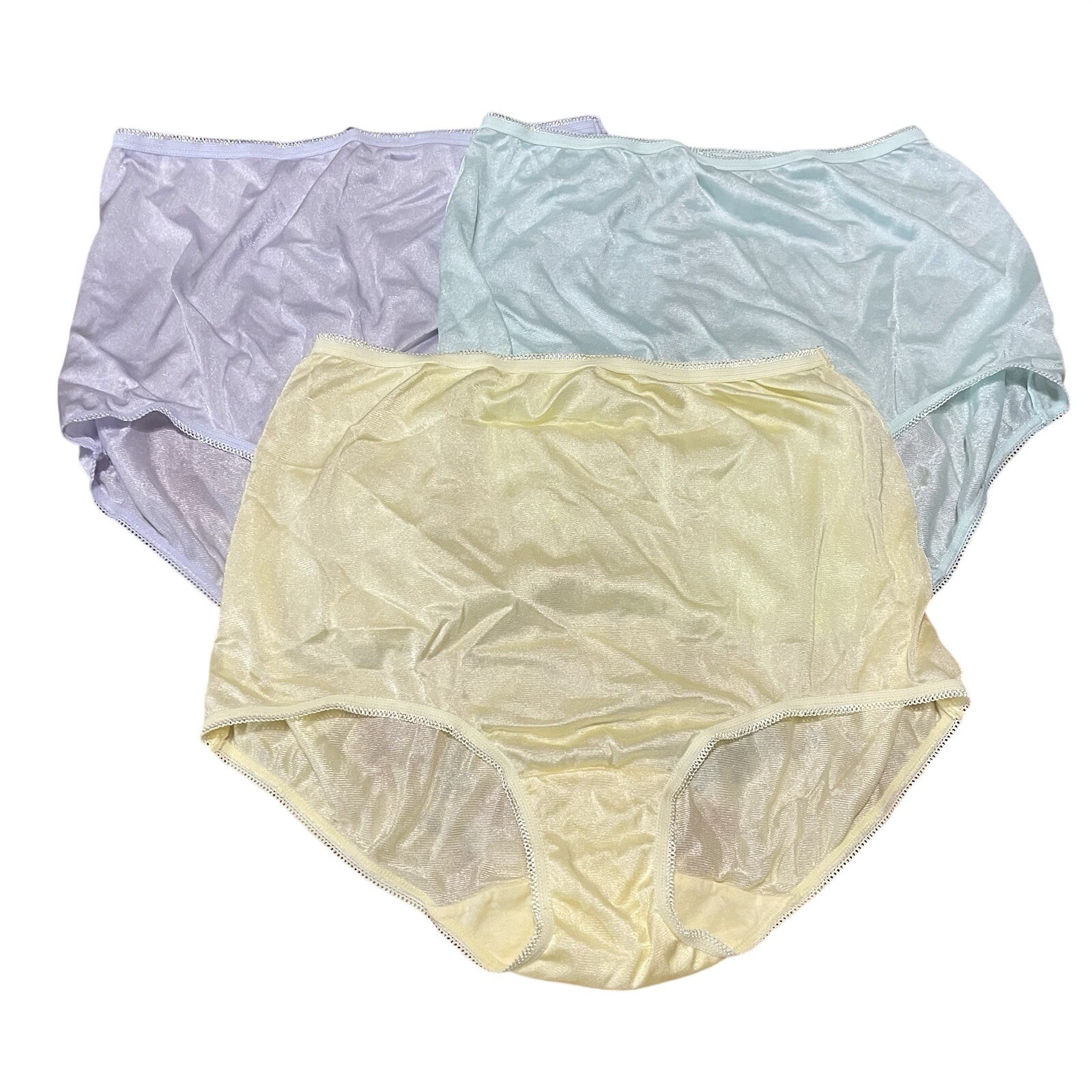 Underscore 3 Pack Womens L/7 Nylon Brief Panties Pastel Colors High Waist Sissy