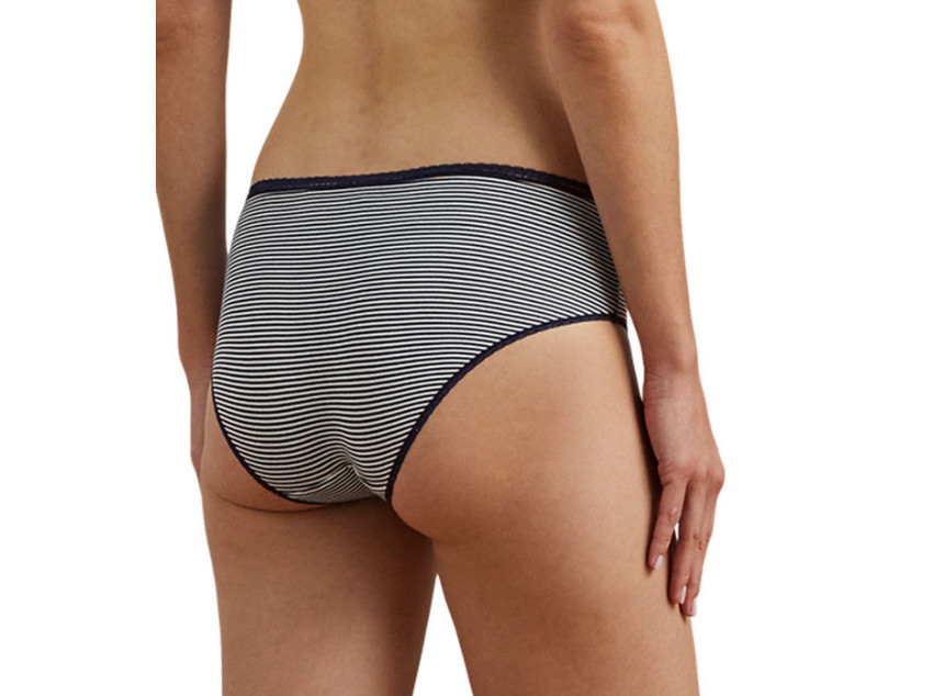 Ralph Lauren NAVY/SILK WHITE Women Mid-Rise Hipster Underwear US X-Large