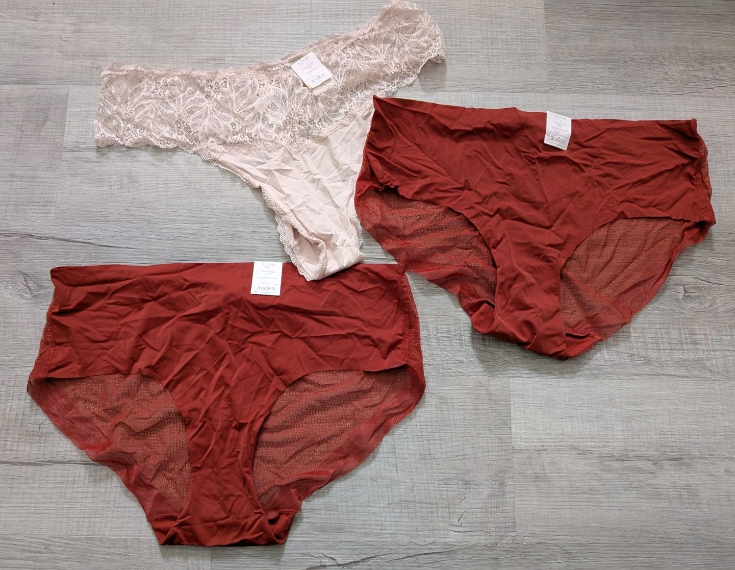 Lot of 3 Auden Sz 3X 24-26 Panties Invisible Edge Hipster Micro Thong NWT New
