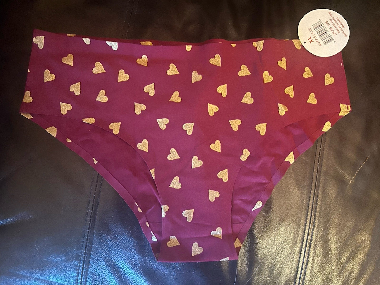 Gold Hearts Red Panties Women’s Size XL