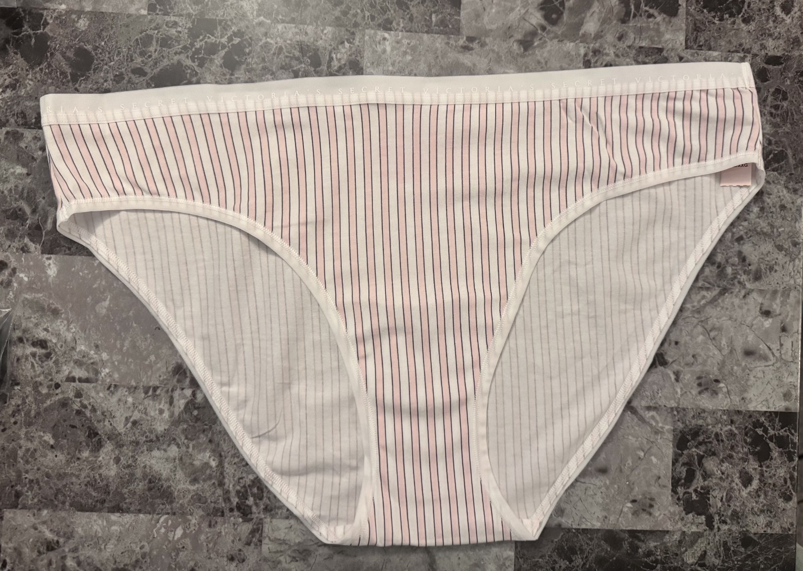NWT VICTORIA’S SECRET XXL PINK PEACH STRIPE LIGHTWEIGHT BAND RARE BIKINI PANTIES