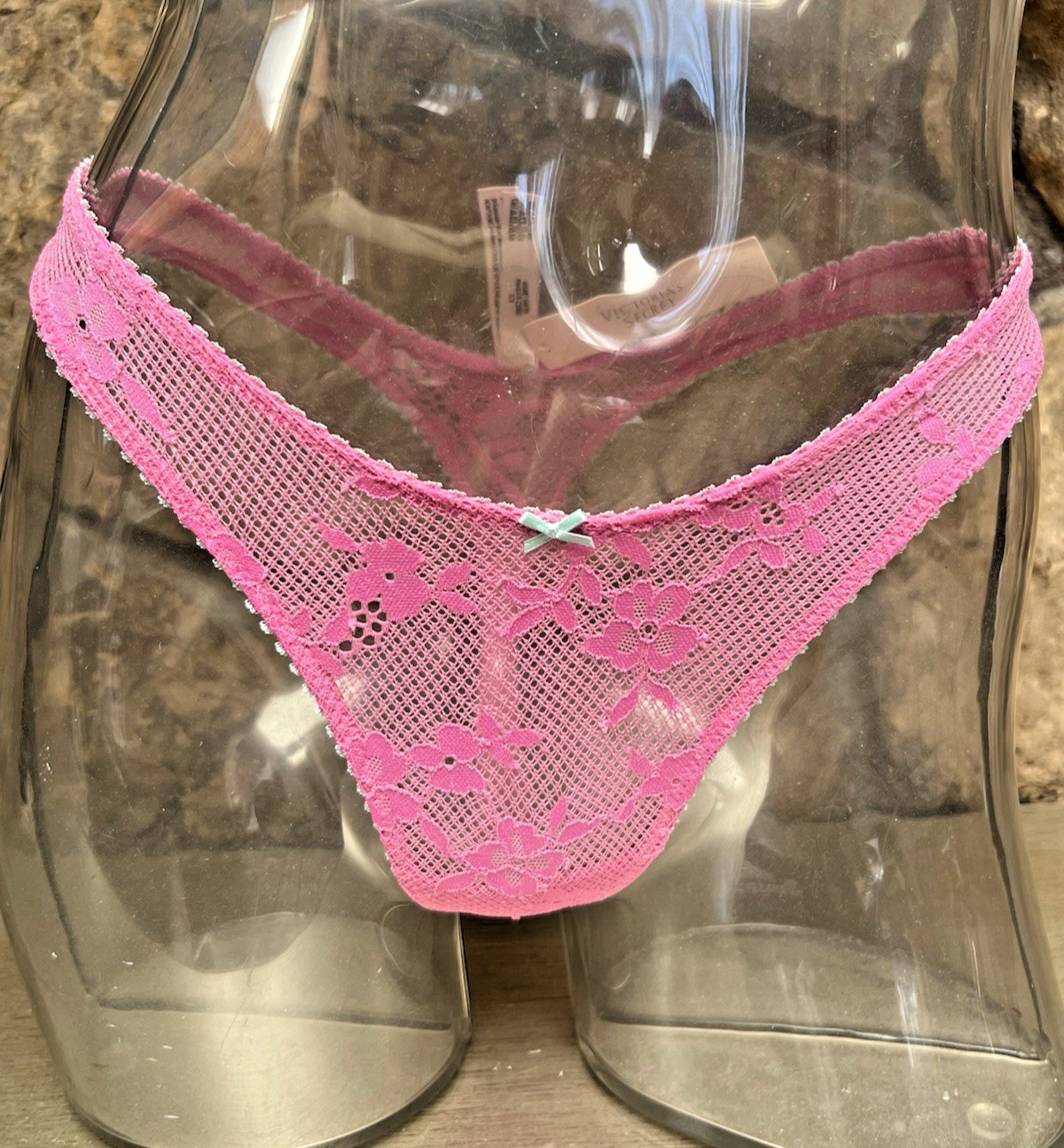 Victoria’s Secret Tease High Leg Scoop THONG Panty Sz XS New Peony/Waterfall NWT