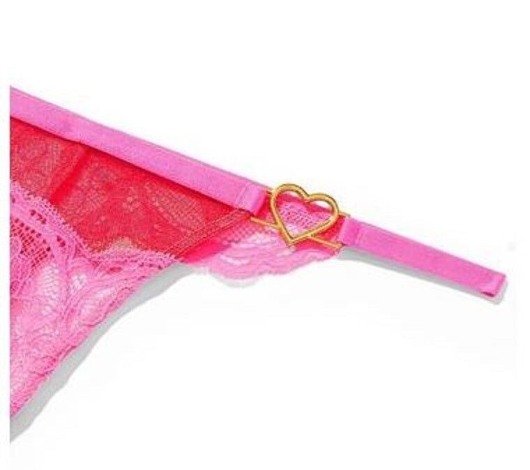 VICTORIA’S SECRET PINK HEARTWARE POST PINK THONG PANTY SIZE M