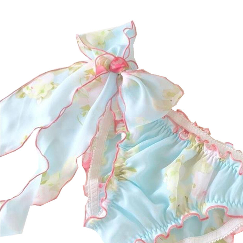 Girls Chiffon Floral Underwear Panties Knickers Briefs Lingerie Lace Up Ruffle
