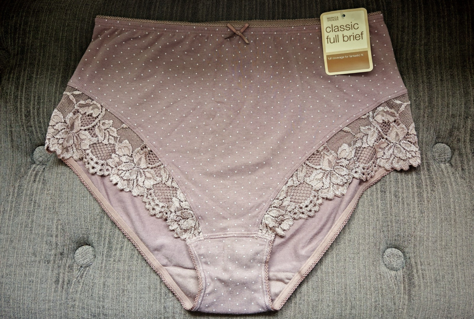 M&S Cotton Mix Mink Classic Fit Full Brief Size 14