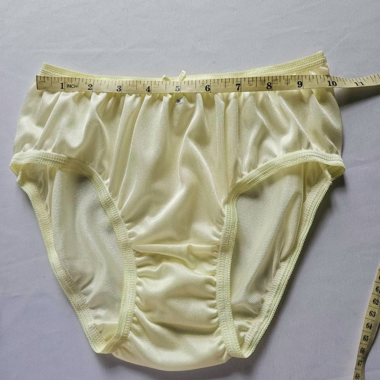 6pcs Yellow Bikini Panties Nylon Underwear Woman Briefs Soft Silky Hip 34″-38″ L